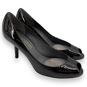 Donald J. Pliner Dark Brown Patent Leather Peep Toe Pumps Women’s 6